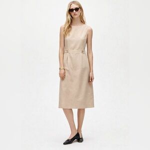 J. Crew Linen Cotton Classic Beige Midi Dress